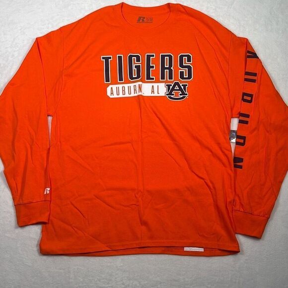 Auburn Tigers college long sleeve Russell‎ Athletic Orange T-shirt Men XL NWT - Picture 1 of 6